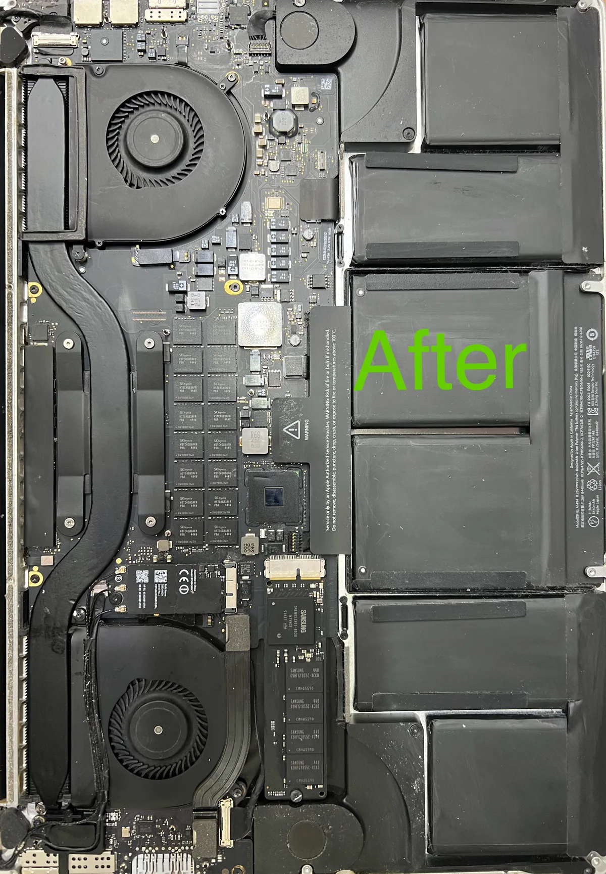 Inside a laptop in a repair photograph shared by Yorkshire Tech Centre